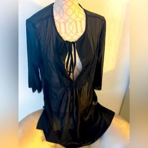 Cute! NEW! Swimsuit cover up ! Black mesh with tie up front.Summer beach coverup